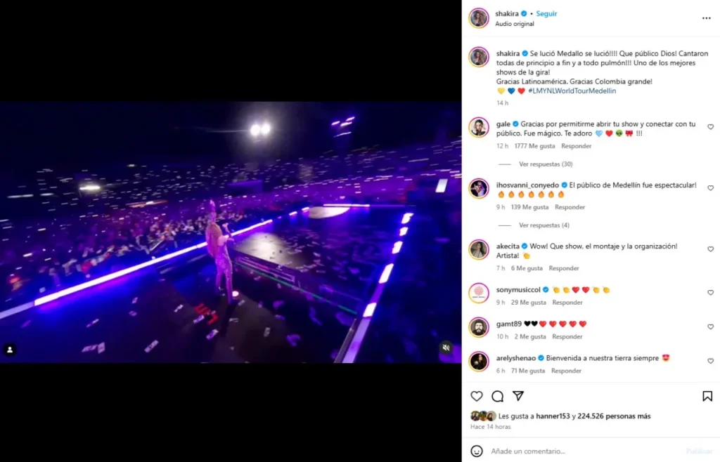 Shakira terminó su gira por Latinoamérica en su natal Colombia