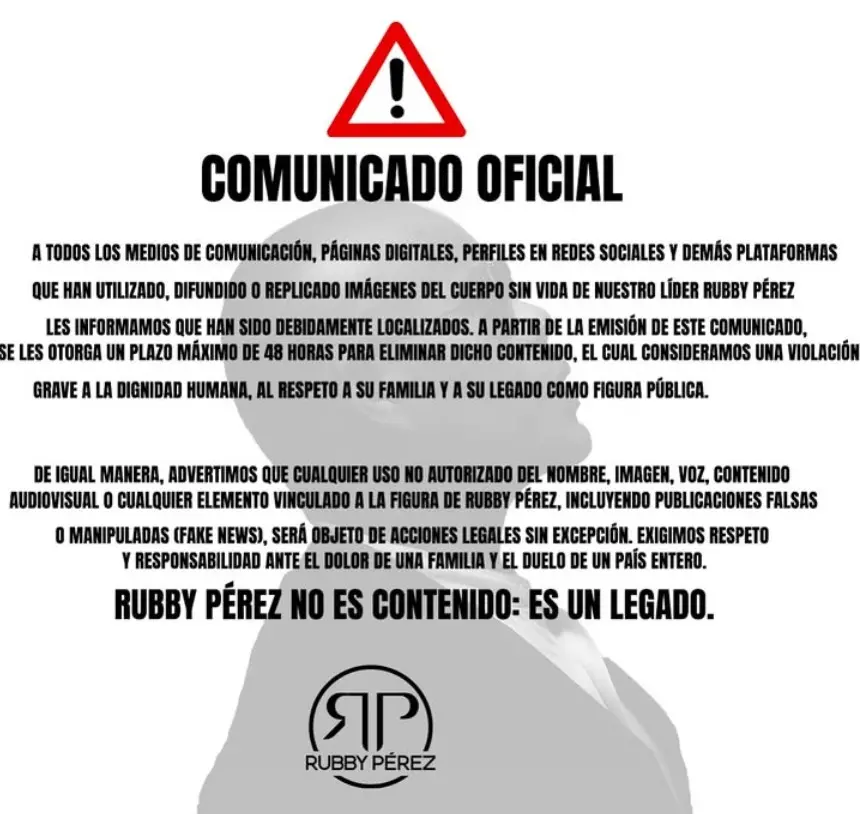 Familia de Rubby Pérez anuncia demanda judicial