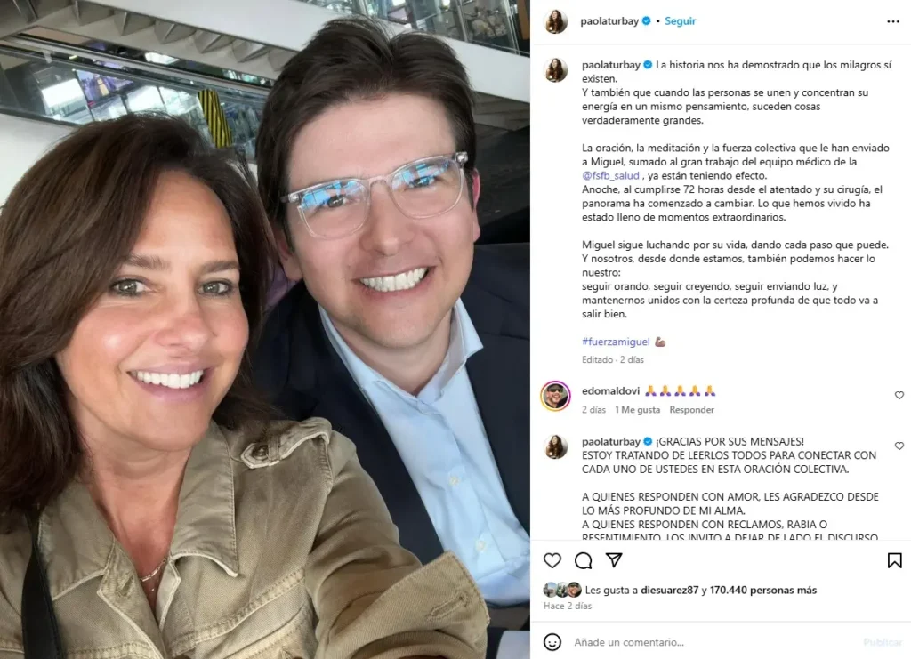 Paola Turbay agradece oraciones por su primo, el senador colombiano Miguel Uribe Turbay
