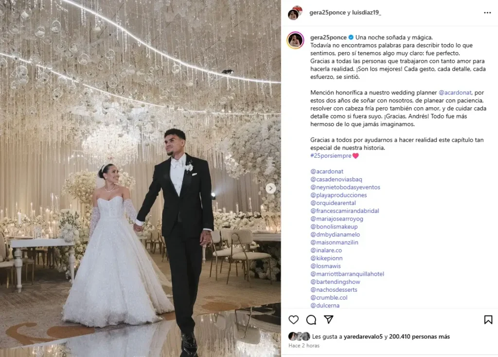 Así fue la boda de ensueño de Lucho Díaz, jugador de la selección Colombia