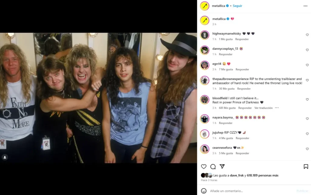 El mundo del heavy metal llora la partida de Ozzy Osbourne
