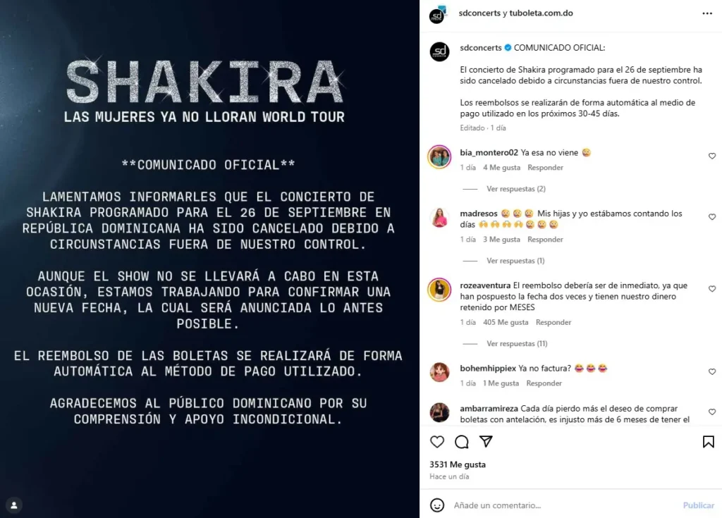 ¡Vuelve y juega! Shakira no se presentará en República Dominicana