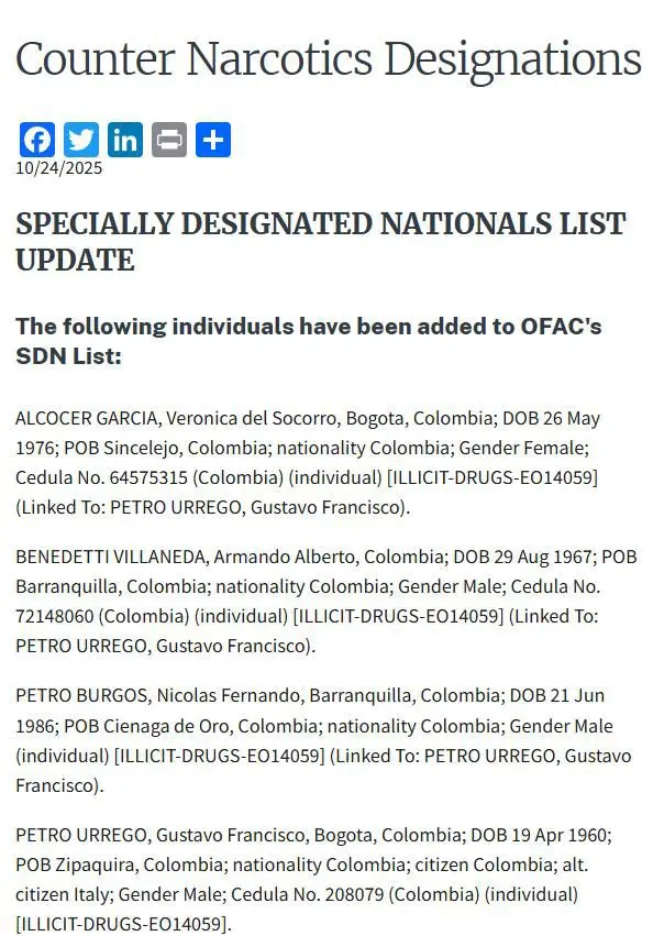 Estados Unidos incluyó al presidente de Colombia en la lista Clinton 1 Estados Unidos incluyó al presidente de Colombia en la lista Clinton